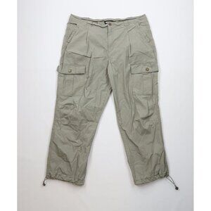 Vtg Y2K DKNY Mens XL Faded Adjustable Cuff Wide Leg Joggers Cargo Pants Green
